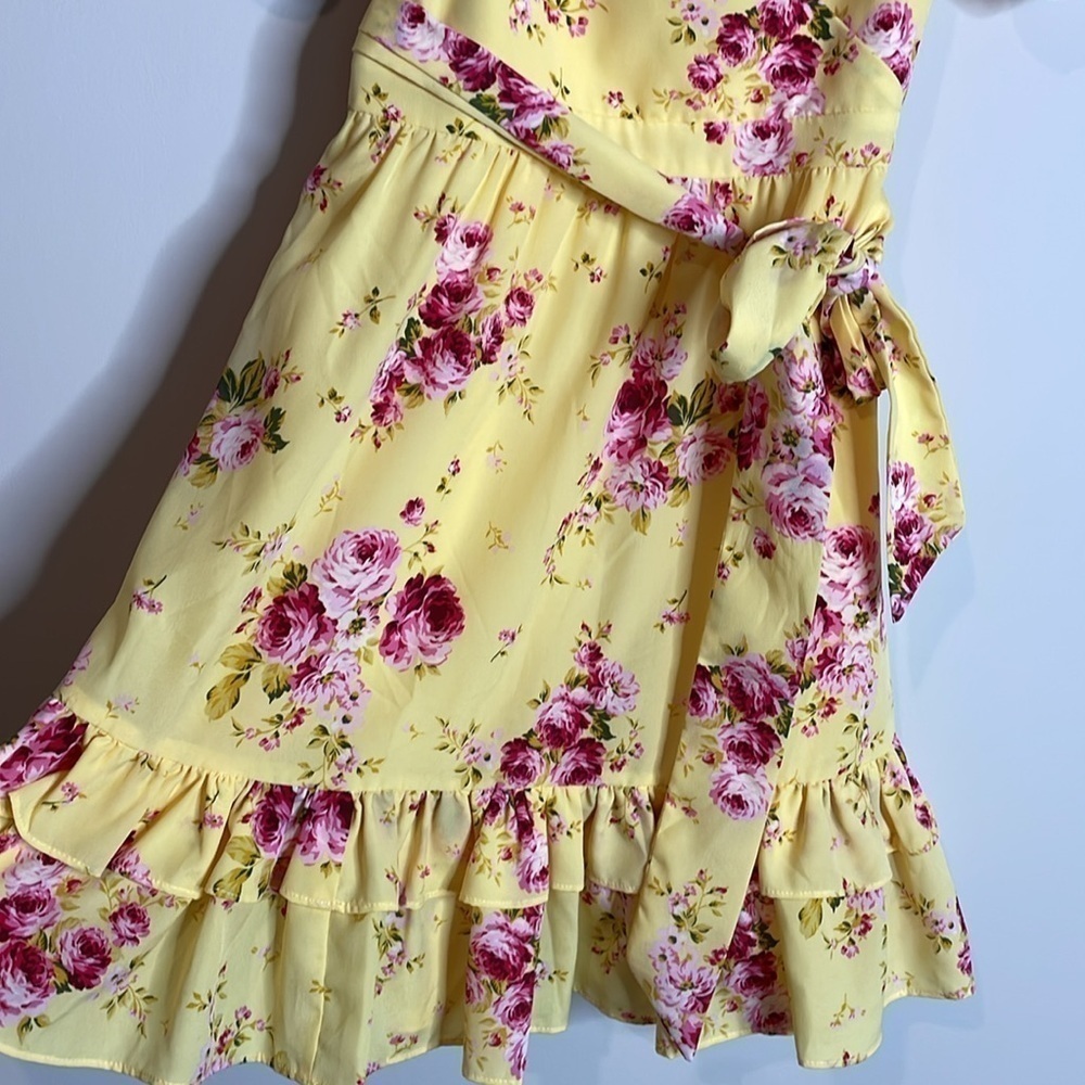 Likely | Mini Quinn Faux Wrap Puff Sleeve Dress in Snapdragon Size 0 - Picture 5 of 8